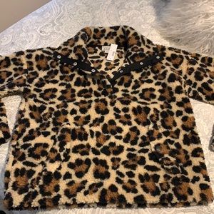 NWT J. Crew “Vintage Fleece” in leopard print